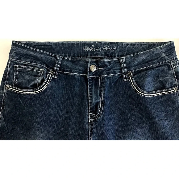 Wired Heart Womens size 34 Blue Jeans detailed White Stitch (HEM) - Picture 6 of 12
